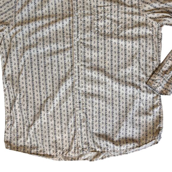 Lucky Brand Y2k Button Down Shirt Men's XXL Long Sleeve Floral Ivory Western Vtg - Picture 8 of 16